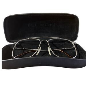 AUTOFLEX 10 With FLEXON By Marchon NATURAL Square Metal Eyeglasses Case/ No Lens